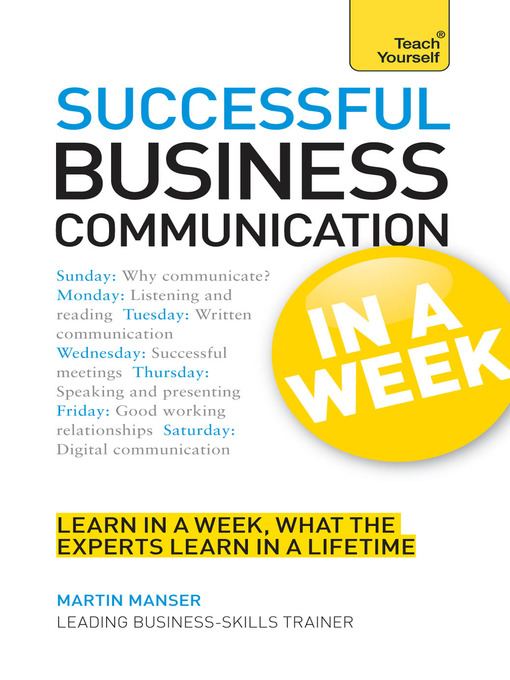 Title details for Successful Business Communication in a Week by Martin Manser - Wait list